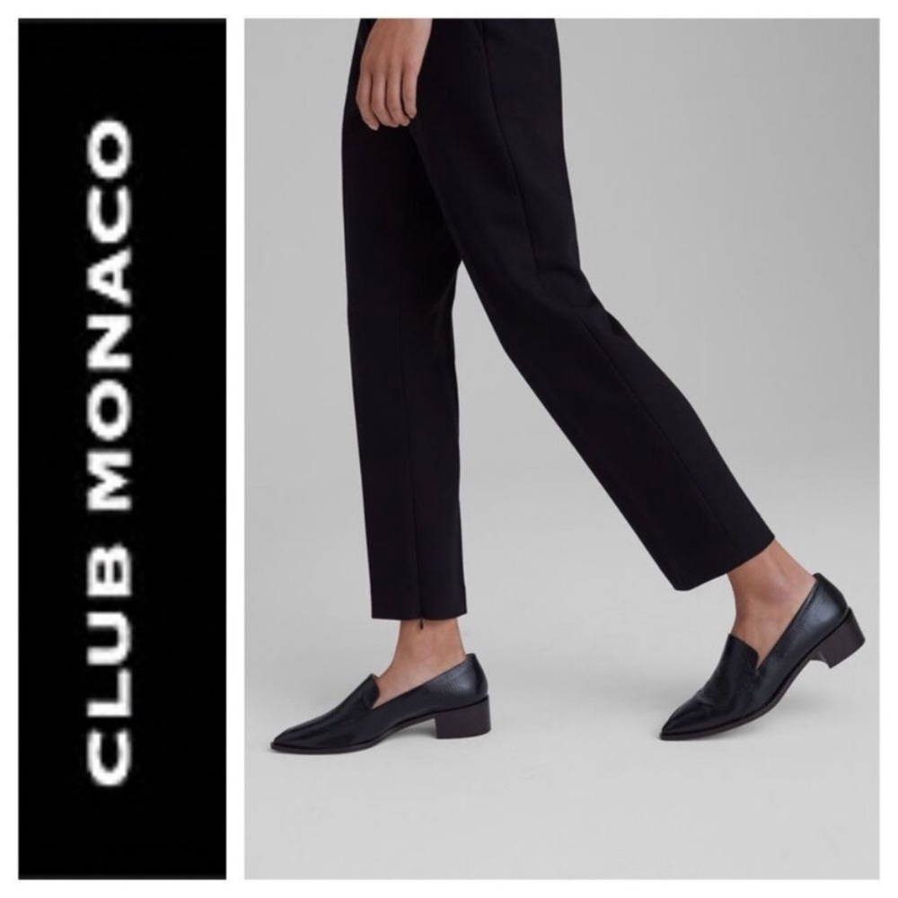 Club Monaco Alexia Snakeskin Embossed Leather Pointed Toe Loafers